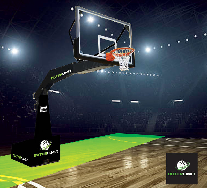 OuterLimit® Arena Portable Basketball System, Spring-Assisted, 10' 8" Boom