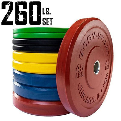 Body Solid 260 lb. Chicago Extreme Color Bumper Plate Set - OBPXC260