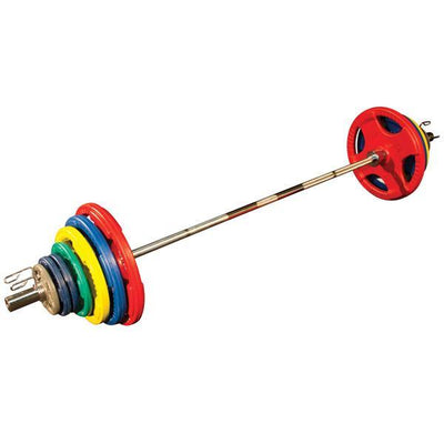 Body Solid 300 lb. Olympic Color Grip Weight Plate Set with 7' Bar - ORC300S