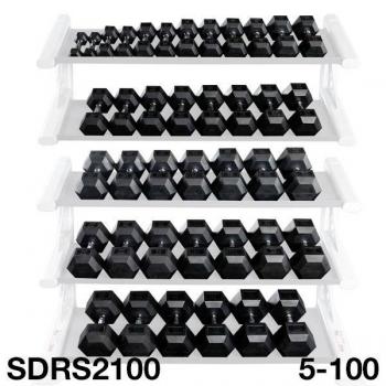 Body Solid 5-100 lb. Rubber Hex Dumbbell Set - SDRS2100