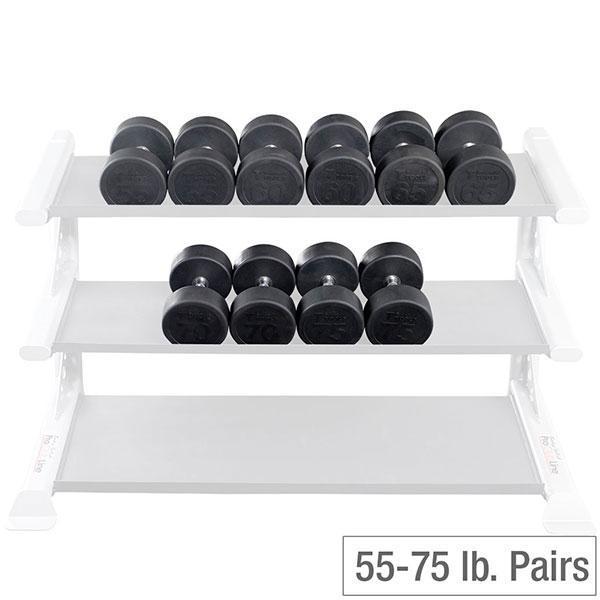 Body Solid 55-75lb Round Rubber Dumbbells - SDPS650