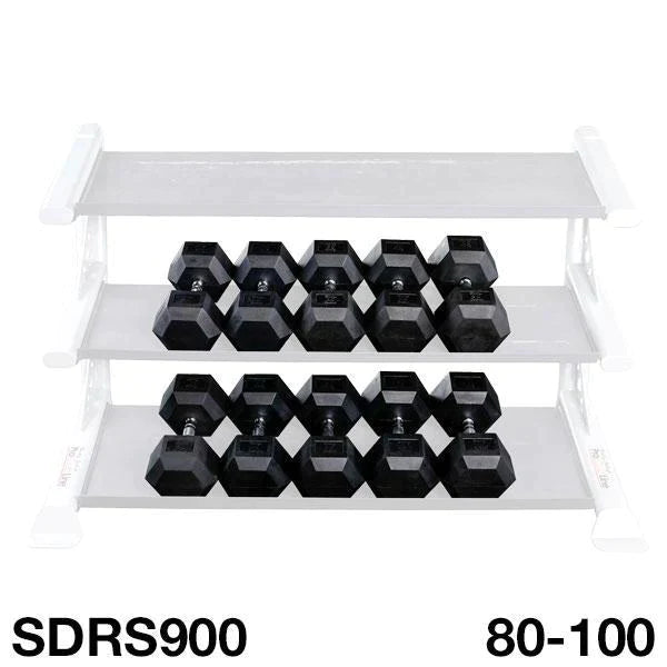 Body Solid Rubber Hex Dumbbell Set 80-100 lbs. - SDRS900