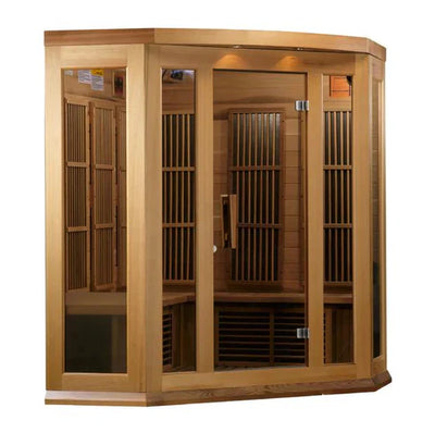 Dynamic Saunas Maxxus 3-Person Corner Near Zero EMF (Under 2MG) FAR Infrared Sauna Canadian Hemlock - MX-K356-01-ZF