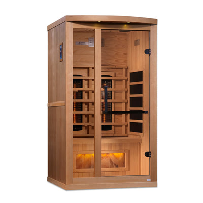 Golden Designs 1-2-Person Full Spectrum Pure Tech Near Zero EMF FAR Infrared Sauna with Himalayan Salt Bar - GDI-8010-02