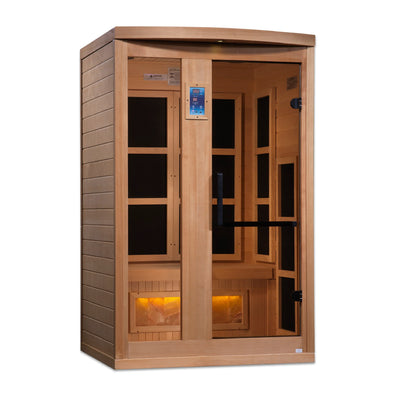 Golden Designs 2-Person "Hotel Edition" Full Spectrum Pure Tech Near Zero EMF FAR Infrared Sauna with Himalayan Salt Bar - GDI-8020-H2