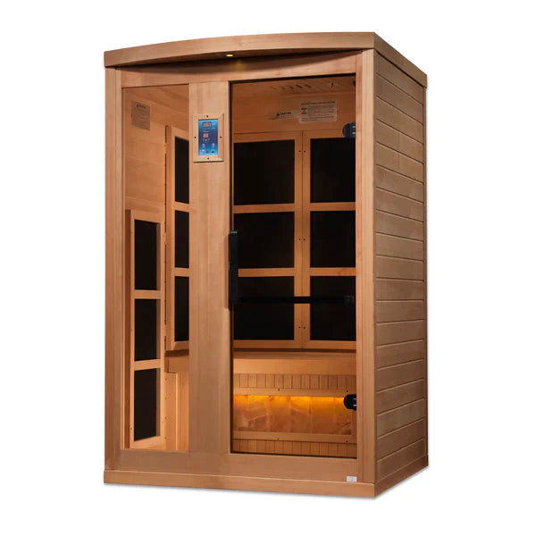 Golden Designs 2-Person "Hotel Edition" Full Spectrum Pure Tech Near Zero EMF FAR Infrared Sauna with Himalayan Salt Bar - GDI-8020-H2