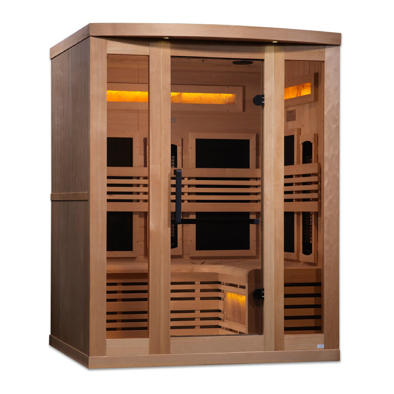 Golden Designs 3-Person Full Spectrum PureTech Near Zero EMF FAR Infrared Sauna with Himalayan Salt Bar - GDI-8230-01