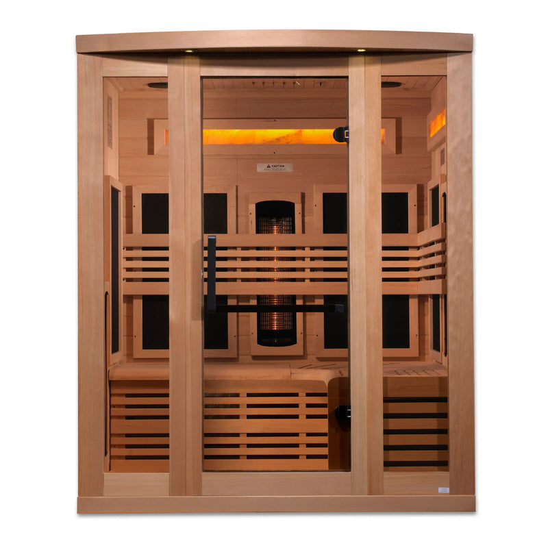 Golden Designs 3-Person Full Spectrum PureTech Near Zero EMF FAR Infrared Sauna with Himalayan Salt Bar - GDI-8230-01