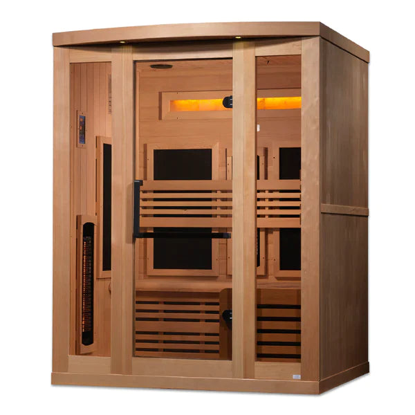 Golden Designs 3-Person Full Spectrum PureTech Near Zero EMF FAR Infrared Sauna with Himalayan Salt Bar - GDI-8230-01