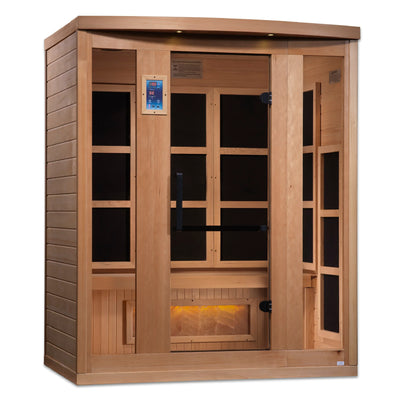 Golden Designs 3-Person "Hotel Edition" Full Spectrum Pure Tech Near Zero EMF FAR Infrared Sauna with Himalayan Salt Bar - GDI-8030-H3