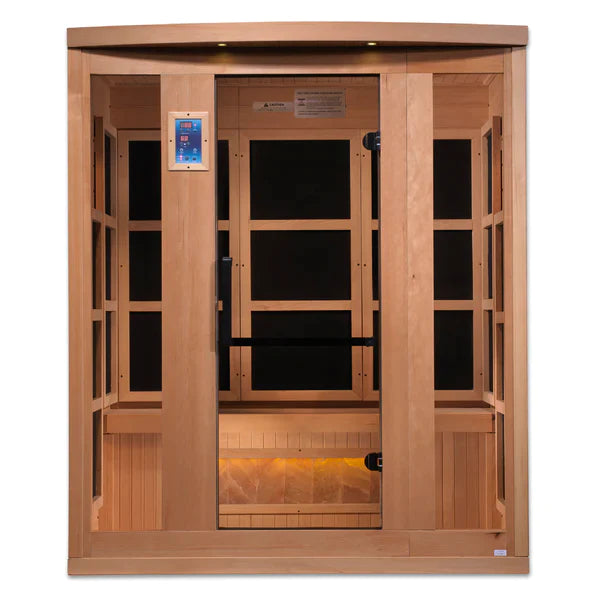 Golden Designs 3-Person "Hotel Edition" Full Spectrum Pure Tech Near Zero EMF FAR Infrared Sauna with Himalayan Salt Bar - GDI-8030-H3