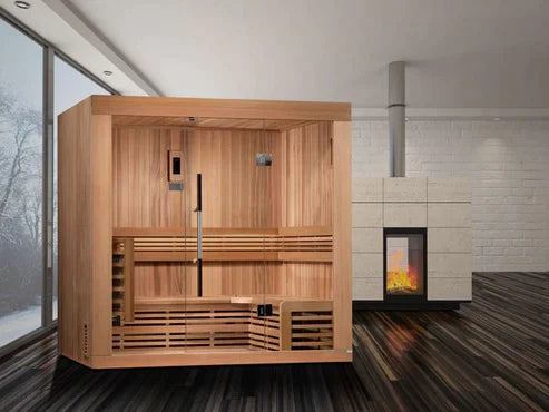 Golden Designs Copenhagen Edition 3 Person Traditional Steam Sauna, Canadian Red Cedar - GDI-7389-01