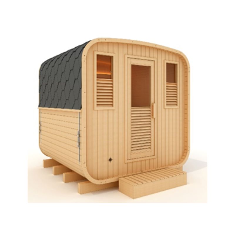 Golden Designs Davos 4-6 Person Square Traditional Steam Sauna - Pacific Cedar - GDI-S006-01