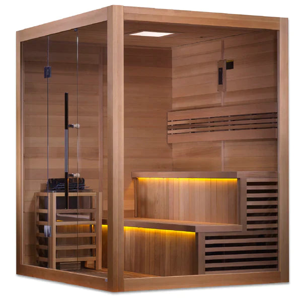 Golden Designs Kuusamo Edition 6 Person Indoor Traditional Steam Sauna, Canadian Red Cedar Interior - GDI-7206-01
